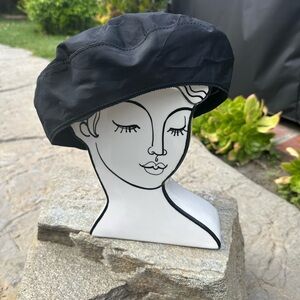 Prada Nylon Black Beret Hat  Medium Y2K  RARE Love Story Minimalist